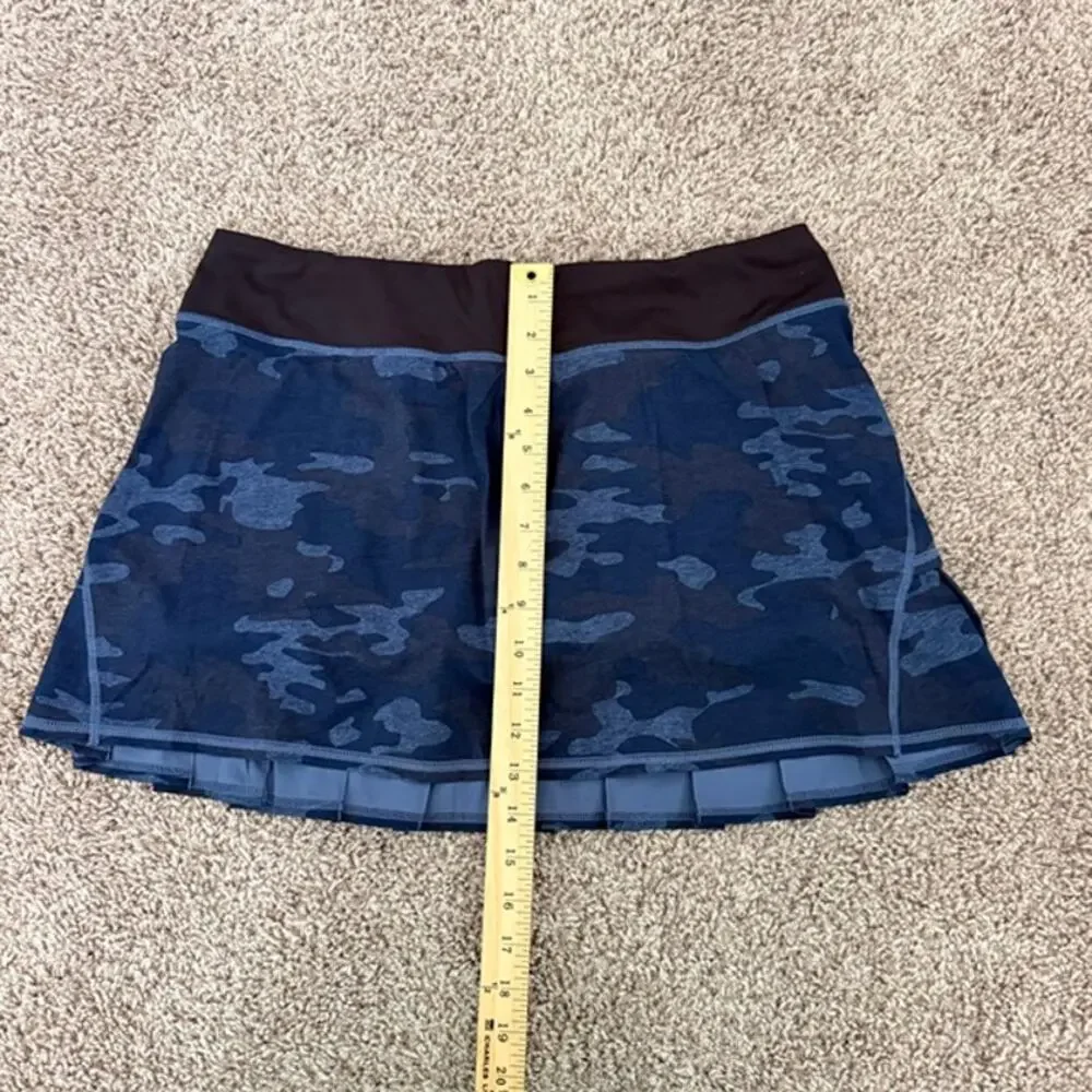 Lululemon Pace Setter Skort Pleated Back Lotus Camo Oil Slick Blue Gray Women 10
